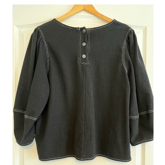 Anthro Current Air Delilah Structured Puff Sleeve Blouse - Picture 3 of 5